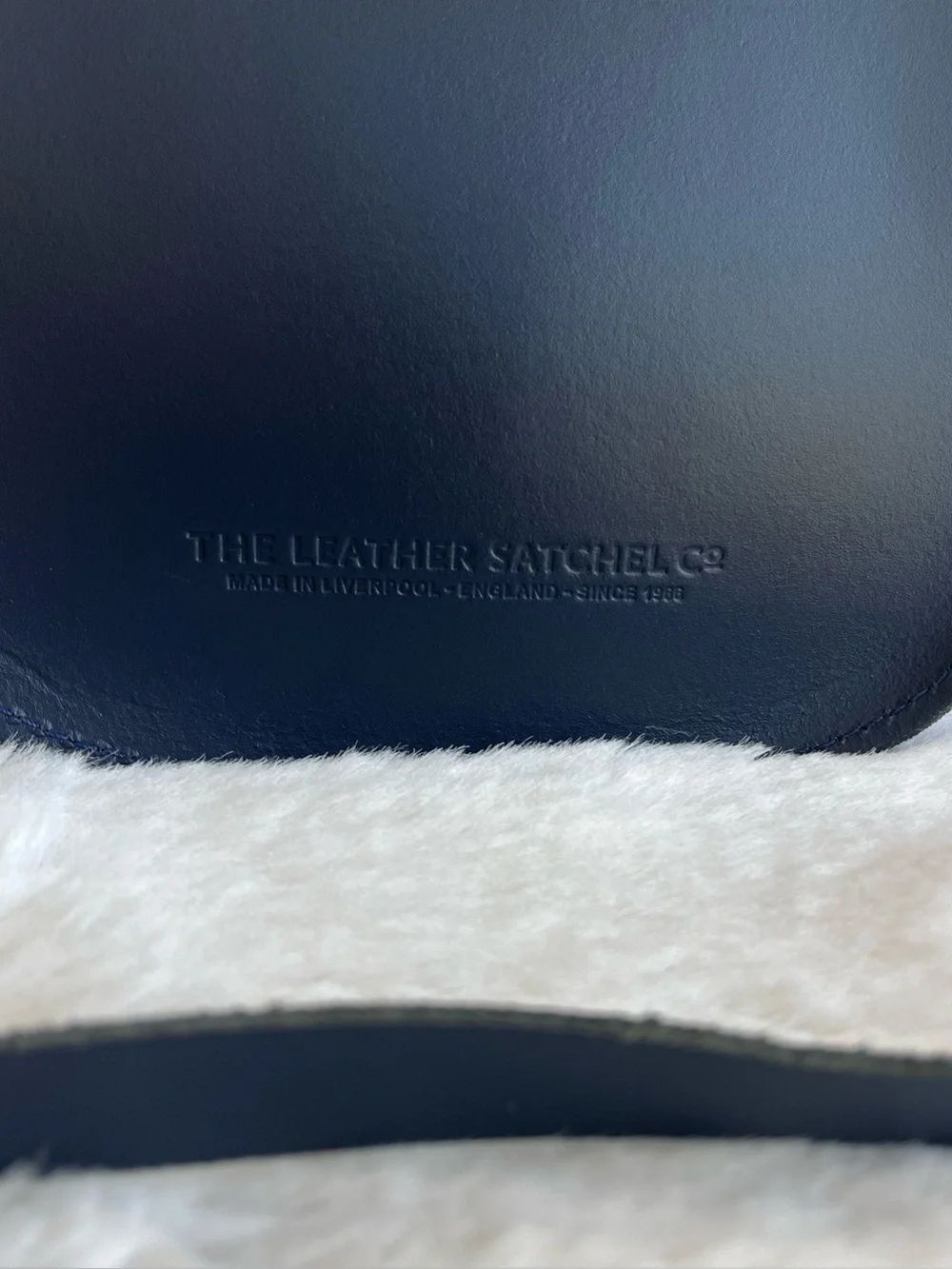 THE LEATHER SATCHEL CO. Navy Blue Flap Saddle Bag Crossbody